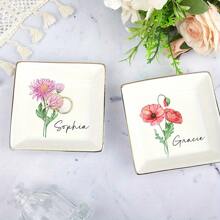 1 Stück personalisierter Geburtsblumen Schmuckschale, individuelle Geburtsblumen Schmuckablage, Schmuckablage, Schmuckschale, Keramik Schmuckablage, Schmuckablage für Frauen, Keramik Schmuckschale, Heim Keramik Schmuckablage, kleine Schmuckablage, Marmor Schmuckablage, Schmuck, Schmuckschalen Ablage, Ring Ablage für Schmuck, Brautjungferngeschenke, Geburtstagsgeschenke für Frauen, Weihnachtsgeschenke für Frauen