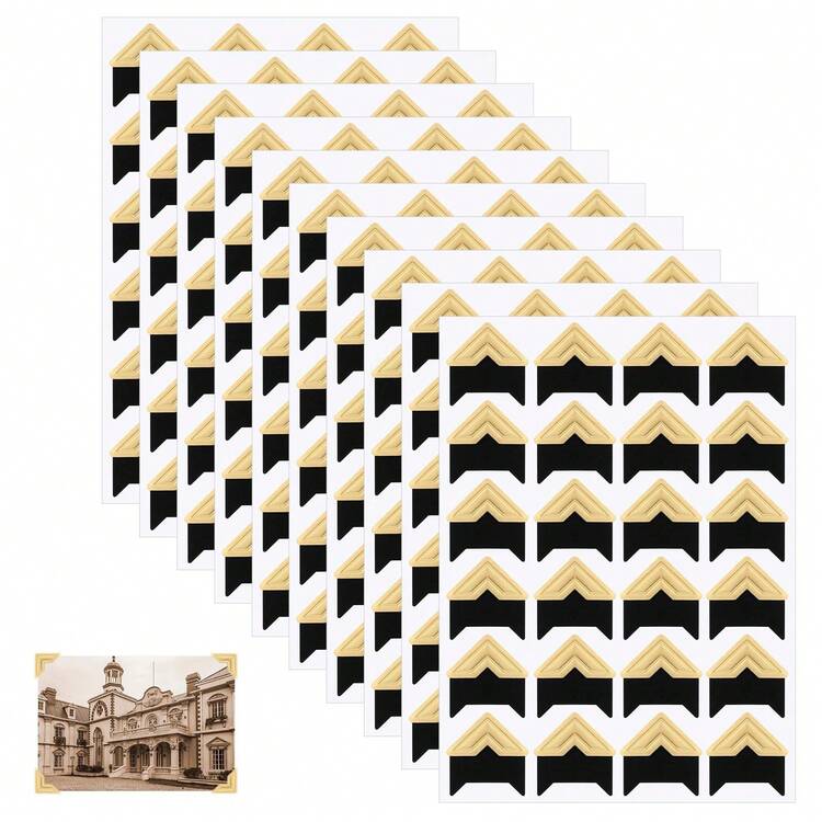 10 张 240 片照片角，自粘式照片安装角黑金色照片角贴纸适用于 DIY 剪贴簿相册日记本 - 彩色 - 查看 1
