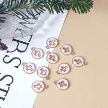 20pcs Fashionable Hollow Out Oil Drip Cross Shaped Zinc Alloy DIY Jewelry Pendant For Earrings, Bracelets, And Necklaces