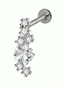 1PC Stainless Steel Threadless Marquise Zirconia Labret Lip Stud Cz Ear Cartilage Tragus Helix Earrings Daith Piercing Body Jewelry