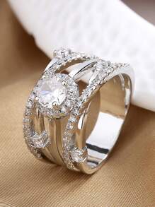 Star Cubic Elegant Rings Gift Box Set, Suitable For Women's Wedding Or Valentine's Day Gift - Silver - View 4