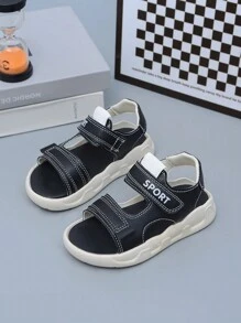 1 paire de sandales plates à bout ouvert pour enfants, design bicolore, minimaliste et confortable, convenant pour le printemps, l'été et l'automne