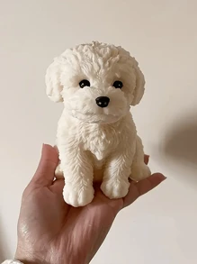 1pc Cute Dog Silicone Candle And Soap Mold - DIY Teddy Puppy Aromatherapy Hand Soap Making - Drop Glue And Plaster Mold - White - View 2