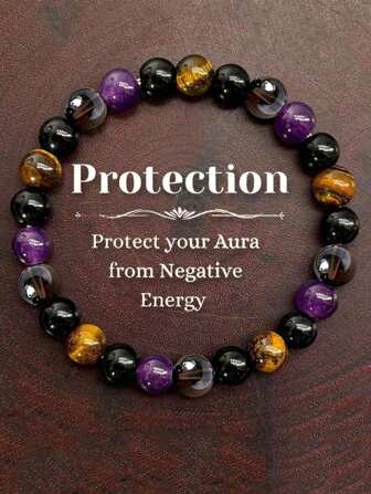 1pc Protection Bracelet Women's Stone Beaded Stretch Bracelet Boho Self Care Jewelry Gift