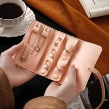 CASEGRACE 1pc Collapsible Microfiber Jewelry Organizer, Practical Travel Jewelry Organizer, Earring Necklace Ring Jewelry Pouch Jewelry Roll Bag, Cosmetic Bag, Waterproof Travel Jewelry Pouch, Portable Jewelry Organizer, Essential Travel Accessories Sun Travel Cool Back To School
