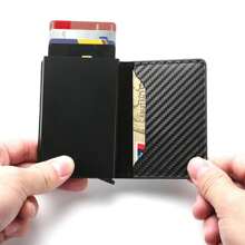 男士防盗钱包，男士信用卡夹，多功能自动弹出式信用卡夹，金属名片夹，商务男士防盗防消磁银行卡夹，男士钱包，迷你钱包，钱包，RFID钱包，卡夹 - 彩色 - 查看 6