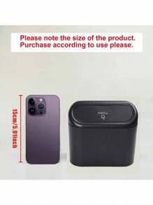 1pc Hanging Bowknot Car Garbage Can, Dust Box Storage Box Black ABS Square Stamping Trash Can, Waterproof Garbage Bin - one-size - View 7