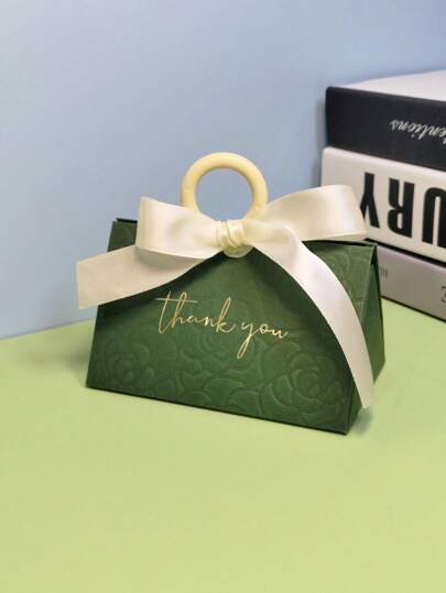 20pcs Wedding Favor Boxes, Embossed Floral Pattern Design High-End Wedding Candy Box With Handles, Ribbon And Plastic Rings, Wedding Gifts And Packaging, Wedding Decor, Home Decor, Room Decor Party Favors Bride Birthday Graduation Birthday Decorations Party Decorations Gift Bags