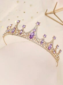 1 件女孩水晶手工公主头饰皇冠头饰，花童生日发饰 - 彩色 - 查看 8