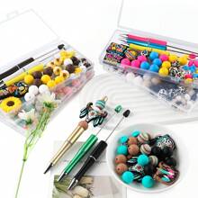 54 件/盒各种动物硅胶焦点珠、硅胶圆珠、硅胶印花圆珠、扁豆珠和 DIY 笔式珠宝制作套件用笔 - 彩色 - 查看 5