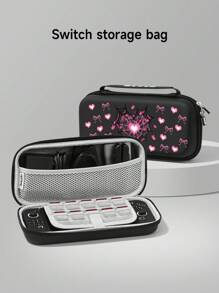 1pc New Switch2 Protective Case (2025), Compatible With Switch2/ Switch OLED/ Switch NS/ Lite, Pink Mesh Heart And Pink Bow Decor Protective Cover/Storage Bag Compatible With Switch Extended Battery Version Console, Scratch-Resistant, Best Gift Compatible With Switch Player - Multicolor - View 6
