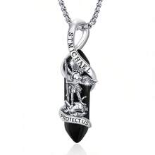 925 Sterling Silver St Michael Necklace  Archangel Michael Pendant Healing Crystal Point  Necklace Amulet Protection Catholic Jewelry For Men Women - 1 - 查看 1
