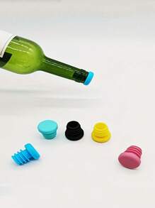 1/2/5pcs Simple & Easy To Use Silicone Wine Stopper, Silicone Wine Beer Bottle Stopper Champagne Drink Sealer Plug ,Reusable Silicone Wine Cork, Suitable For Bottles Of Wine, Beer, Champagne, Safe For Dishwasher, Keeps Wine Fresh