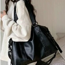 Fashion Cool Portable Travel Bag For Women Large Capacity Handbag Luggage Bag - màu đen - Xem 2