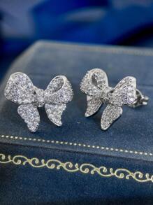 1 par de elegantes pendientes de mariposa calados con circonita para mujer, joyería de plata de ley 925 exquisita, regalos de joyería fina para chicas, para vida diaria, citas, decoración de fiesta de graduación