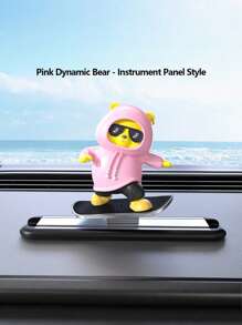 Skateboard Bear Sliding Ornament Car Dashboard Cartoon Moving Bear Decor, New Model - one-size - View 13