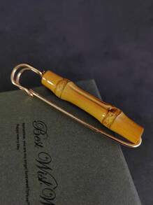 1pc Bamboo Style Safety Pin Brooch For Sweaters, Scarves, Shawls - Golden Color - Large Vintage Feather Pin Clasp - Sewing Accessories Travel Essentials Travel Accessories Travel Must Haves - Multicolor - View 5