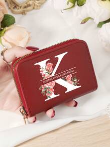 Burgundrote Tasche Charlie Rotwein Roter Umschlag Modische und hochwertige Kartenetui Tasche Leicht zu tragen Münztasche mit mehreren Fächern Reißverschluss Multi-Slot Einfache Kreditkartenfächer Multifunktions Damenbrieftasche Kartentasche Mini Geldbörse Geldbeutel Kartenetui