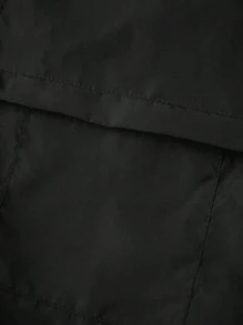 Women Packable Rain Jacket, Outdoor Hooded Windbreaker With Adjustable Drawstring - Black - View 11