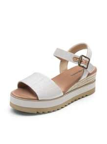 Women's Sandals Platform Open Toe Ankle Buckle Stitching Comfortable Vacation Spring And Summer Wedge Sandals - 米色 - 查看 5