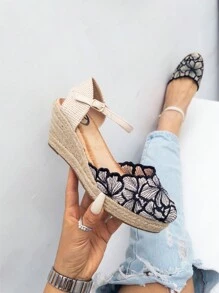 Women's Wedge Espadrilles, With High Platform, New Spring 2025 Collection, With A Very Cute Flower Design For Women, Estimated Delivery 1-3 Business Days (Peninsula) - 黑色 - 查看 2