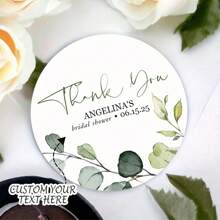 48/96pcs Elegant White & Green Thank You Stickers For Bridal Shower Favors - Perfect For Gift Wrapping, Wedding Decorations & Party Supplies