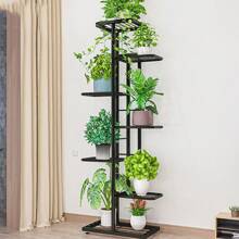 7 Tier Metal Plant Stand Indoor Outdoor, Corner Flower Shelf Plant Rack For Multiple Plants, Flower Stand Plant Stairs For Outdoor Balcony Garden Living Room - 深灰色 - 查看 1