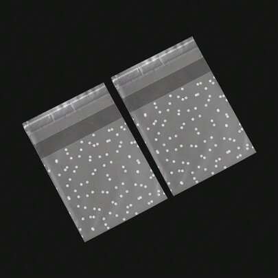 100pcs/Pack Fashion Polka Dot Plastic Zipper Bags, Transparent Matte Packaging For Earrings, Necklaces, Bracelets, Storage & Display