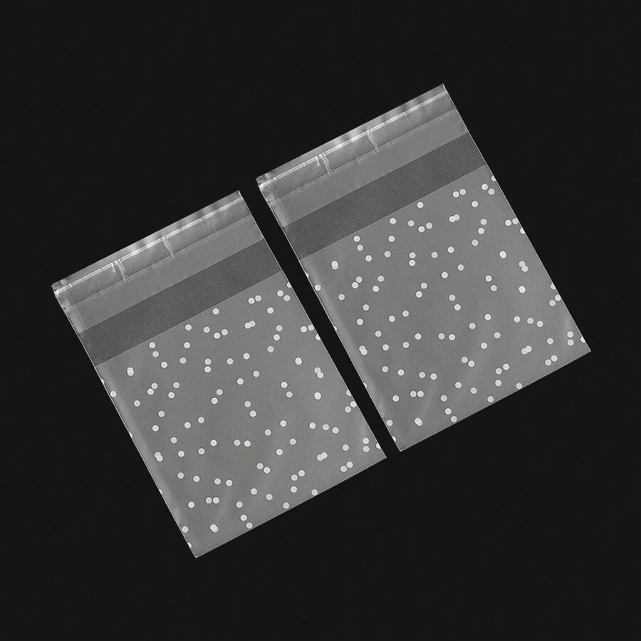 100 piezas/paquete Bolsas con cierre de plástico con estampado de lunares de moda, empaque transparente mate para aretes, collares, pulseras, almacenamiento y exhibición - bolsa - Ver 1