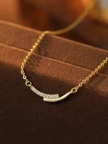 1pc Zirconia Sparkling Smile Necklace, Minimalist, Lightweight, Luxurious, Fashionable, Versatile Jewelry Suitable For Women's Gatherings, Parties, Dates, Festivals And Gifts