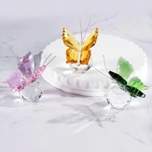 1pc Artificial Crystal Butterfly Figurine With Sphere - Handcrafted Glass Animal Statue, Collectible Decorative Ornament Home Decor Accent For Valentine's Day & Mother's Day Gifts Birthday Graduation