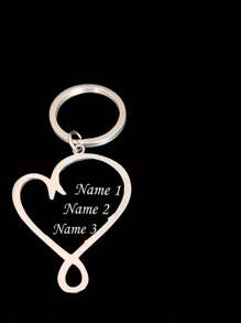 Unusual Stainless Steel Heart-Shaped Keychain, Customizable Name - Romantic Family Member Keychain Gift, Dedicated To Loved Ones - Multicolor - View 5