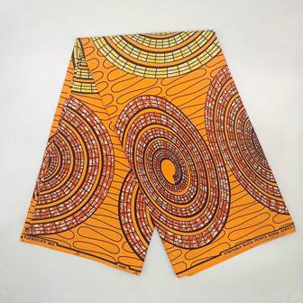 3 Yards/6 Yards Orange  Wax Printing Fabric, Double-Sided Printed Material, Bright Color Home Decoration & Craft Material