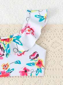 婴儿/女宝宝印花休闲泳衣套装 - 上衣和下装