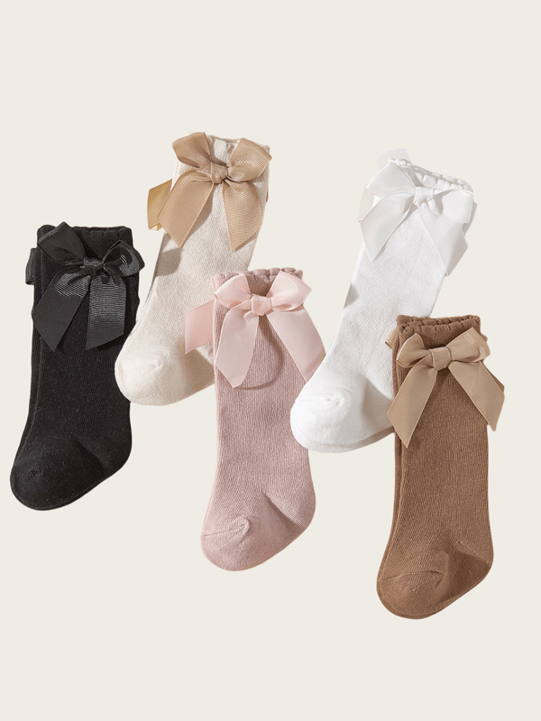 Baby Knee High Socks Random Color Socks With Bow Knit Toddler Girl Dress Socks Tube Long SocKs For Newborn Infant