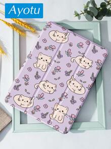 Ayotu 可爱猫咪保护壳适用于三星 Galaxy Tab/IPad、IPad 第 9/8/7 代 10.2 英寸、新款 IPad 第 10 代保护套、具有自动唤醒/睡眠功能、四角防摔 - 彩色 - 查看 1