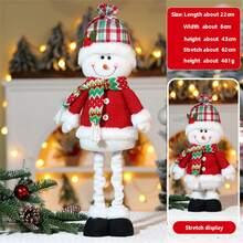 Christmas Retractable Snowman Doll Ornaments Colorful Plaid Reindeer Toys For Window Desktop Home Holiday Decoration
