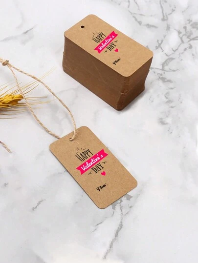 8/16/24 piezas Etiquetas para el Día de San Valentín, Etiquetas de papel para el Día de San Valentín con hilo, Etiquetas temáticas del Día de San Valentín, Etiquetas para bolsas de regalo, Suministros de embalaje.