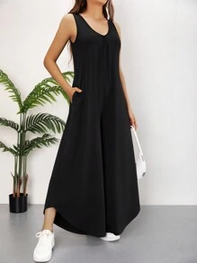 少女宽松休闲连体裤，带口袋