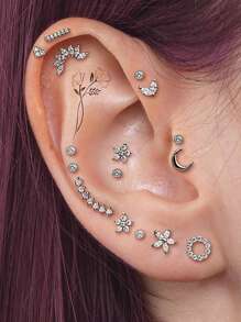 1PC Stainless Steel Threadless Marquise Zirconia Labret Lip Stud Cz Ear Cartilage Tragus Helix Earrings Daith Piercing Body Jewelry