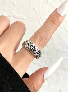 1 Pc Unique Metal Replica Eye Pattern Ring, Charming Party Gift For Women - Antique Silver - View 2