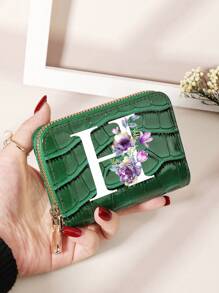 勃艮第包 Charry 红色包 酒红色包 1 件 首字母名称 A 到 Z 图案 多功能零钱包 字母图形卡夹 多卡位卡片收纳袋 信用卡 学校用品 宿舍 女士钱包 迷你钱包 钱包 卡包