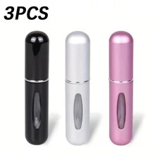 Set de 3 atomizadores de perfume de autorociado de 0.17oz - Compactos, elegantes y portátiles en color dorado, naranja y azul - Metal, sin PVC, con indicadores visuales de recarga, apropiados para viajes y salidas, botellas de fragancias rellenables