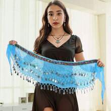 Belly Dance Hip Scarf Women's Belly Dance Costume Skirt Wrap For Dance Or Yoga Class Coins Belly Dance Hip Scarf Belt Halloween Costume Accessory