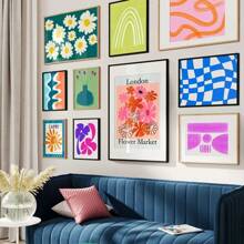 1pc Abstract Colorful Gallery Flower Market Rainbow Botanical Wall Art Canvas Painting Posters For Living Room Decor No Framed