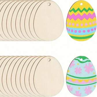 10/20 Stück DIY Holz Ei Anhänger hohle Handwerkskunst Ostern Hängende Verzierung für fröhliche Ostern Haus Party Dekoration Malerei Geschenk, DIY dekorative hängende Verzierungen