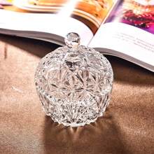 1 Pc European Style Lidded Crystal Storage Jar, Candy Jar, Sugar Bowl, Snack Jar, Creative Glass Candy Container, For Kitchen And Home Use