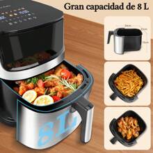 8L Oil-Free Air Fryer, Large Window, 10 Functions & 3 Modes, Touch LED Panel And Controllable Light, Adjustable Temperature From 80℃ To 200℃, 60 Minute Timer, Non-Stick Coating, Dishwasher Friendly, 2000W - Phích cắm loại EU E (220-240V) - Xem 8