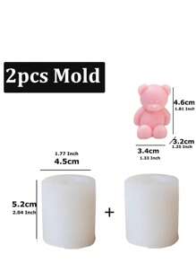 Molde de silicona con forma de 2 osos, molde 3D de oso de dibujos animados lindo, para hacer velas, jabón, aromaterapia, yeso, resina, manualidades, regalos de cumpleaños, decoración de dormitorio, regalos de boda