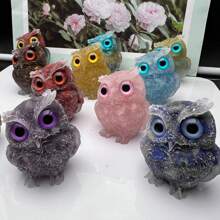 1pc Resin Mold Natural Crystal Chip Stone Handcrafted Owl Resin Figurines Collectibles Of Colorful Owl Gifts And Desktop Decoration For Home Interior Space And Reiki Animal Sculpture Shelf Accents Ornament For Home Office Decor Purple Home Decor